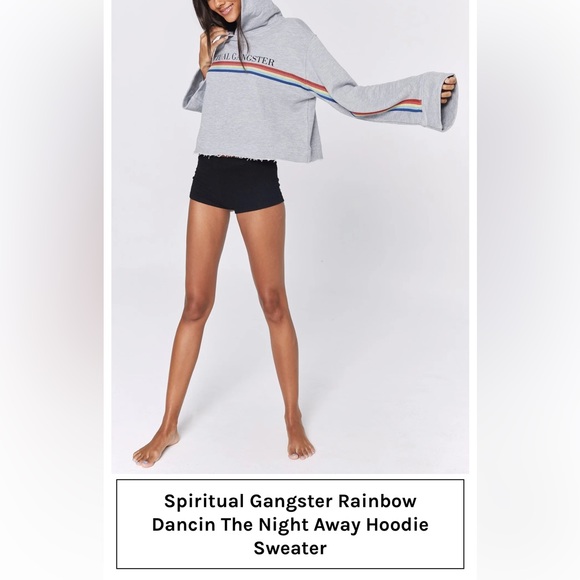 SPIRITUAL GANGSTER Rainbow Dancing The Night Away Hoodie Sweatshirt Grey Med A38 - Picture 8 of 12